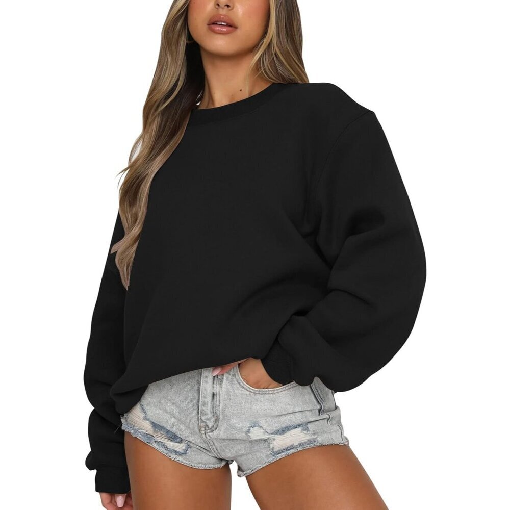 Women's Casual Polyester Spandex Long Sleeve Loose Fit Pullovers Tops